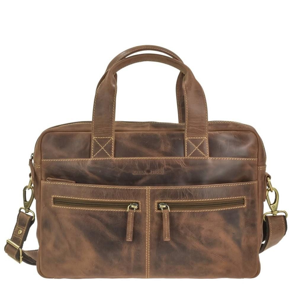 Aktentasche "Vintage" Damen Herren Leder antik 38x26cm mit 1 Fach