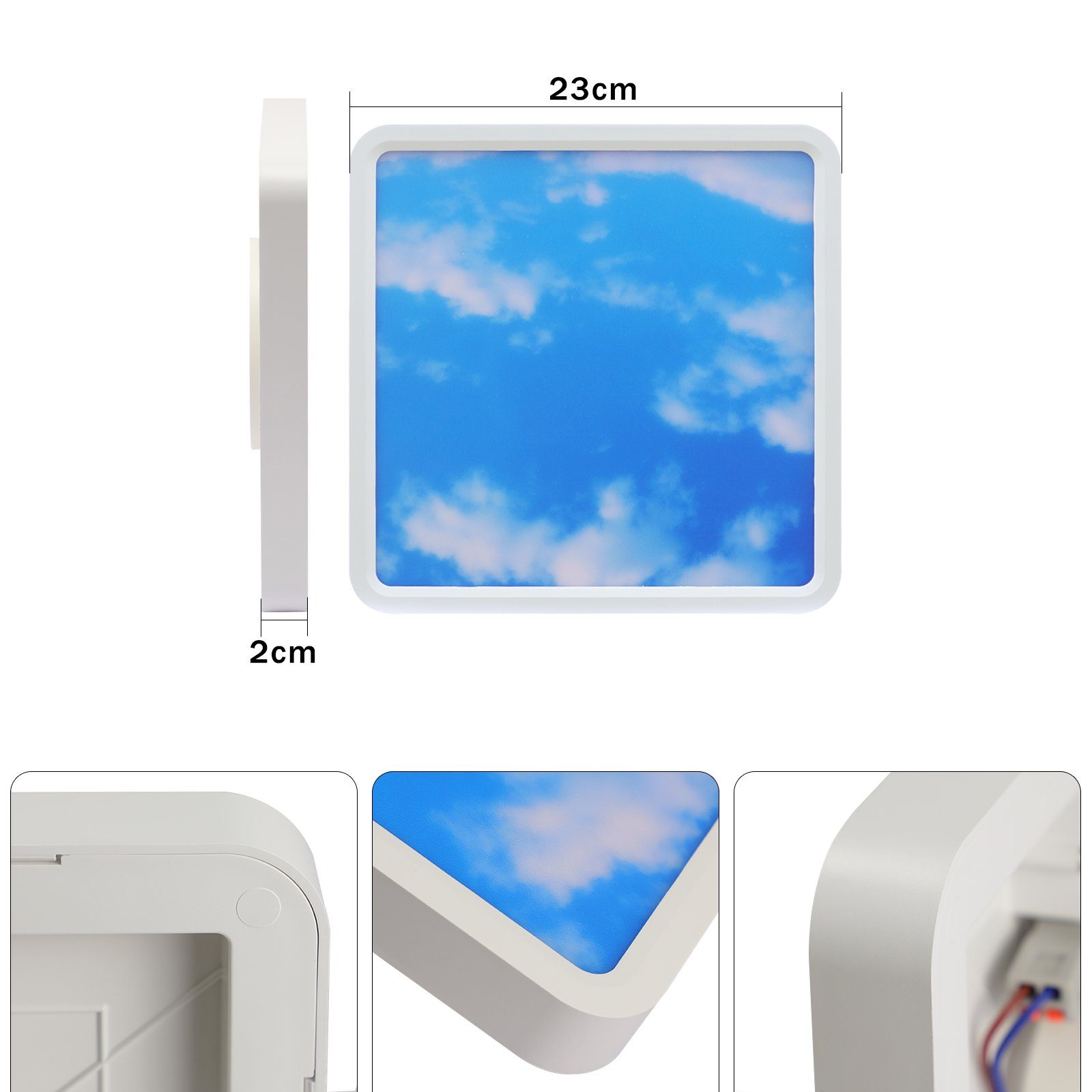 ZMH LED Deckenleuchte Bad - Badezimmer 23cm Design, Dimmbar, LED IP44, Himmel 23W Flach 4000k, Quadratisch integriert, Neutralweiß Nicht fest