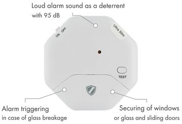 Schwaiger HSA250 532 Glasbruchmelder (lauter abschreckender Alarm-Ton, Aktivierung/Deaktivierung über Regler)