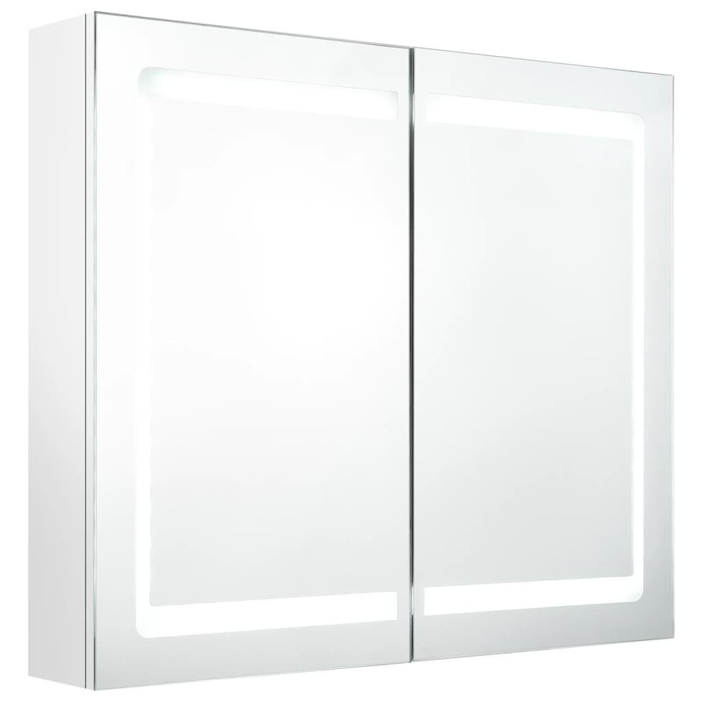 vidaXL Badezimmerspiegelschrank LED-Spiegelschrank fürs Bad Glänzend Weiß 80x12x68 cm