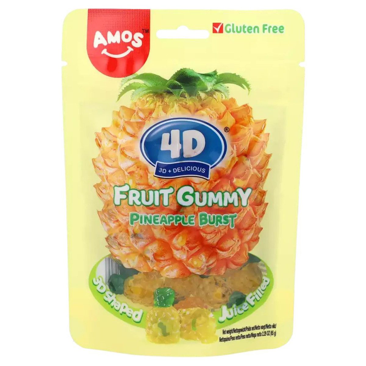 AMOS Süßigkeit, Amos Peelerz Pineapple Burst Gummy tropisches Fruchtgummi 65g