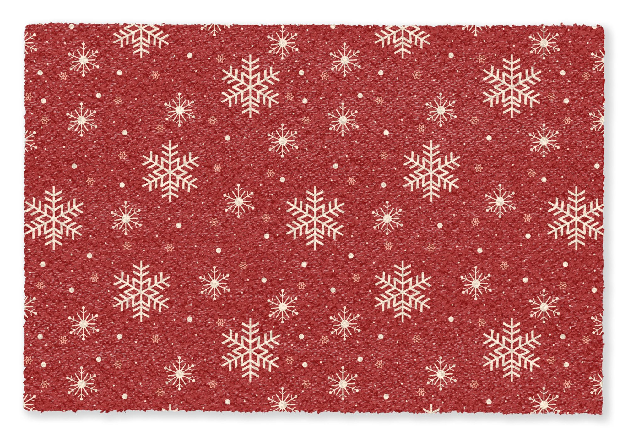 MuchoWow Fußmatte Illustration - Schneeflocken - Rot, Rechteckig, innen Schmutzfangmatte, Tür, Schmutzfänger Flur, Teppich 60x40 cm