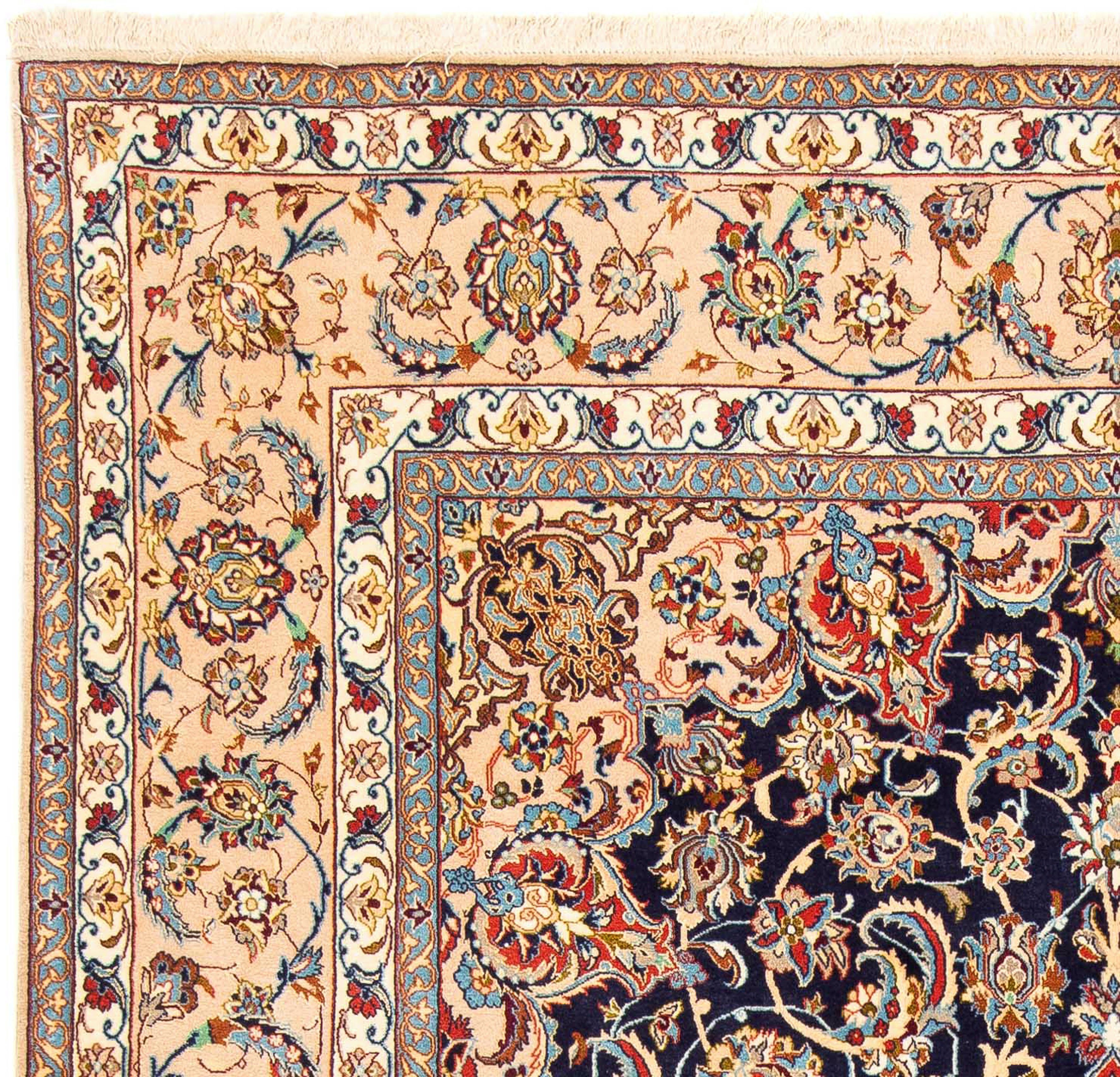 Wohnzimmer, cm - dunkelblau, - 6 Einzelstück - 308 - 200 Premium Höhe: Orientteppich Handgeknüpft, Isfahan x morgenland, mm, mit Perser rechteckig, Zertifikat