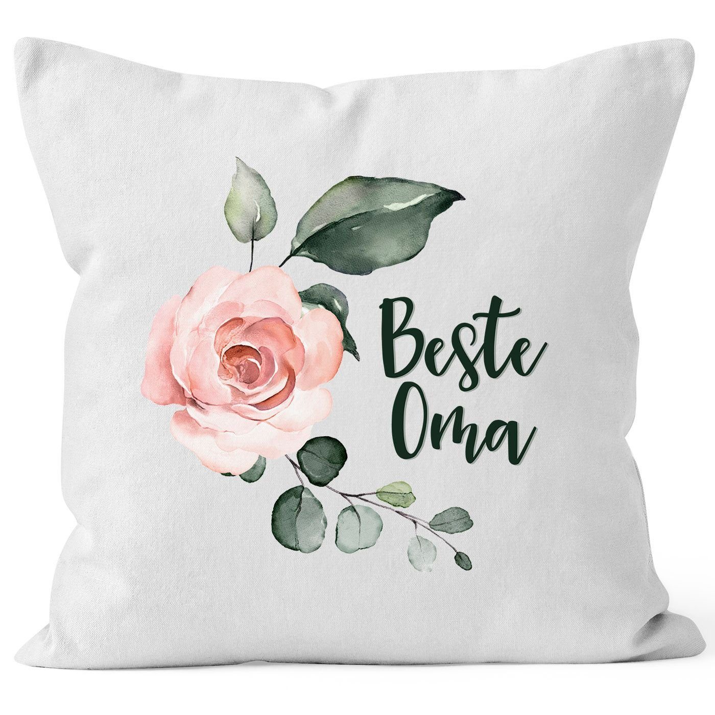 MoonWorks Dekokissen Kissen-Bezug Beste Oma Geschenk Watercolor Kissen-Hülle Deko-Kissen Baumwolle MoonWorks® weiß