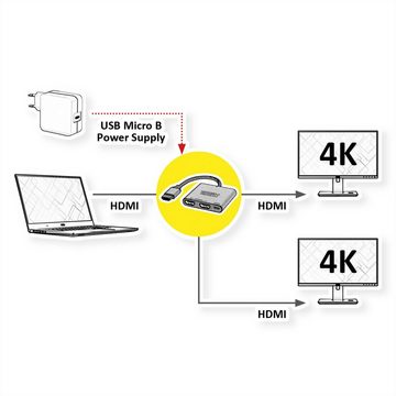 VALUE Video-Splitter, HDMI 4K, 2fach Audio- & Video-Adapter, 10.0 cm