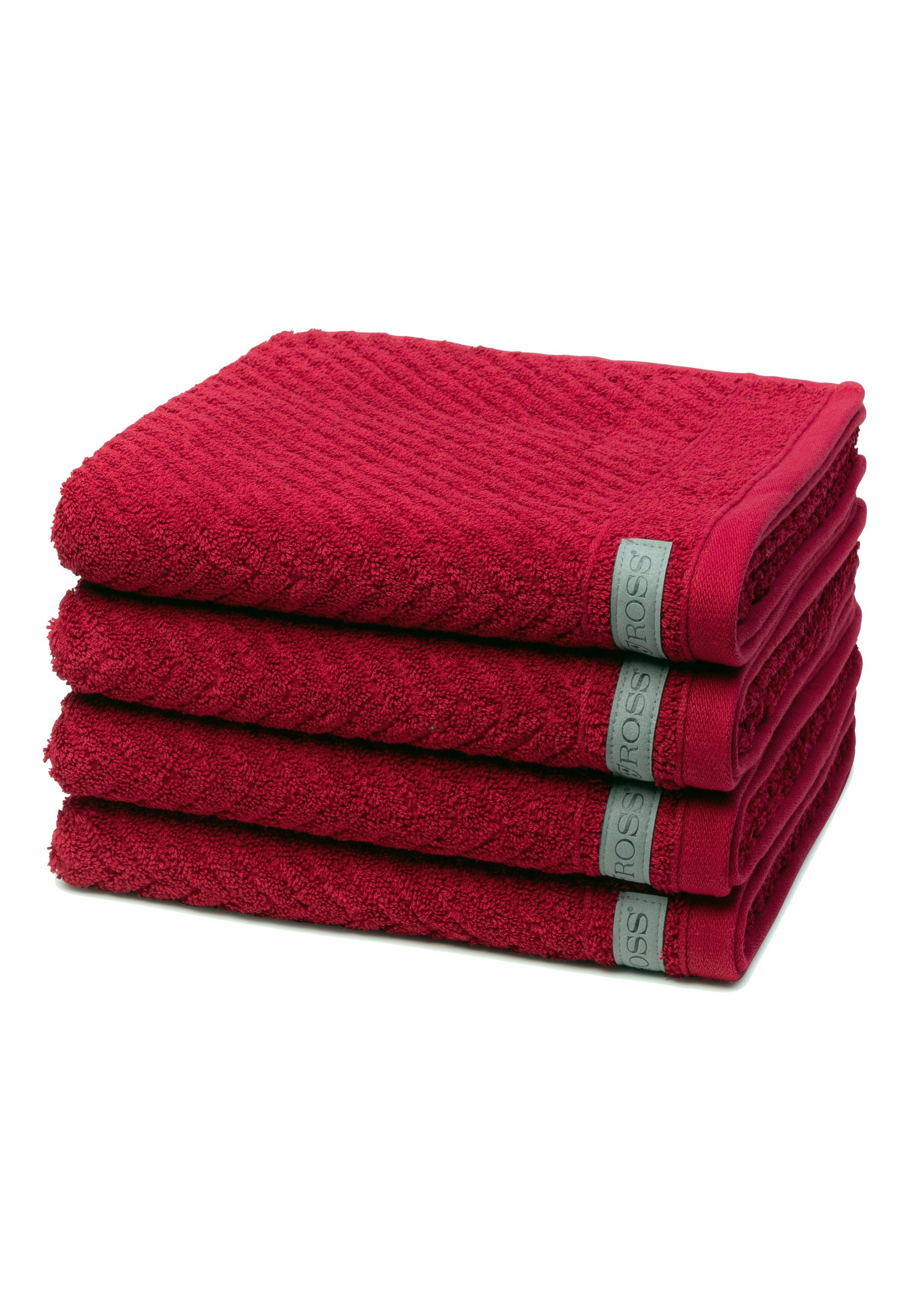 ROSS Handtuch Set Smart, Walkfrottee, (Spar-Set, 4-tlg), 4 X Handtuch - im Set - Baumwolle - Saugfähige und weicher Griff Marsala