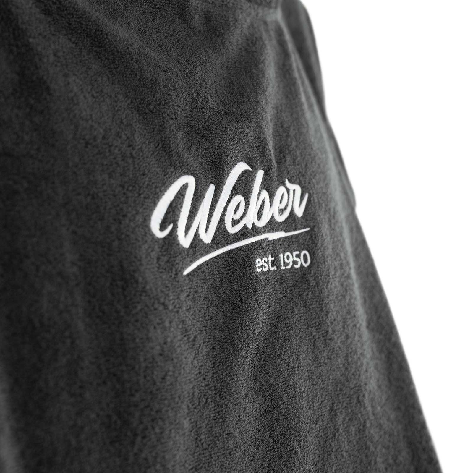 Weber GmbH Badeponcho Grau für Sauna,Spa & im Urlaub Surfponcho Bademantel Umziehhilfe, Midilänge, Baumwolle, Kängurutasche, Kapuze, ohne, 100% Baumwolle, mit L – Bild 2 von 5
