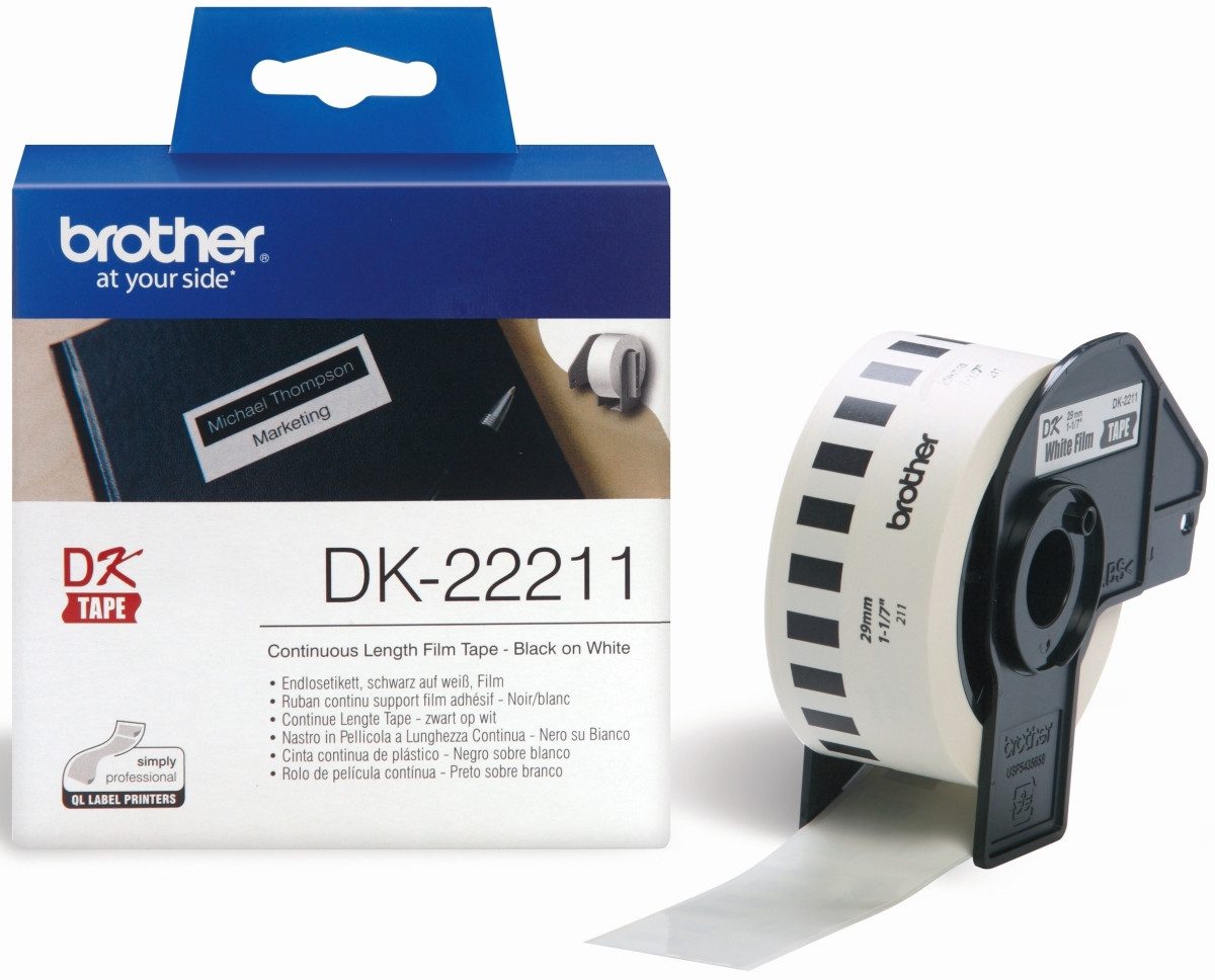 Brother Etiketten DK-Endlos-Etiketten 29mm x 15,24m weiß Folie