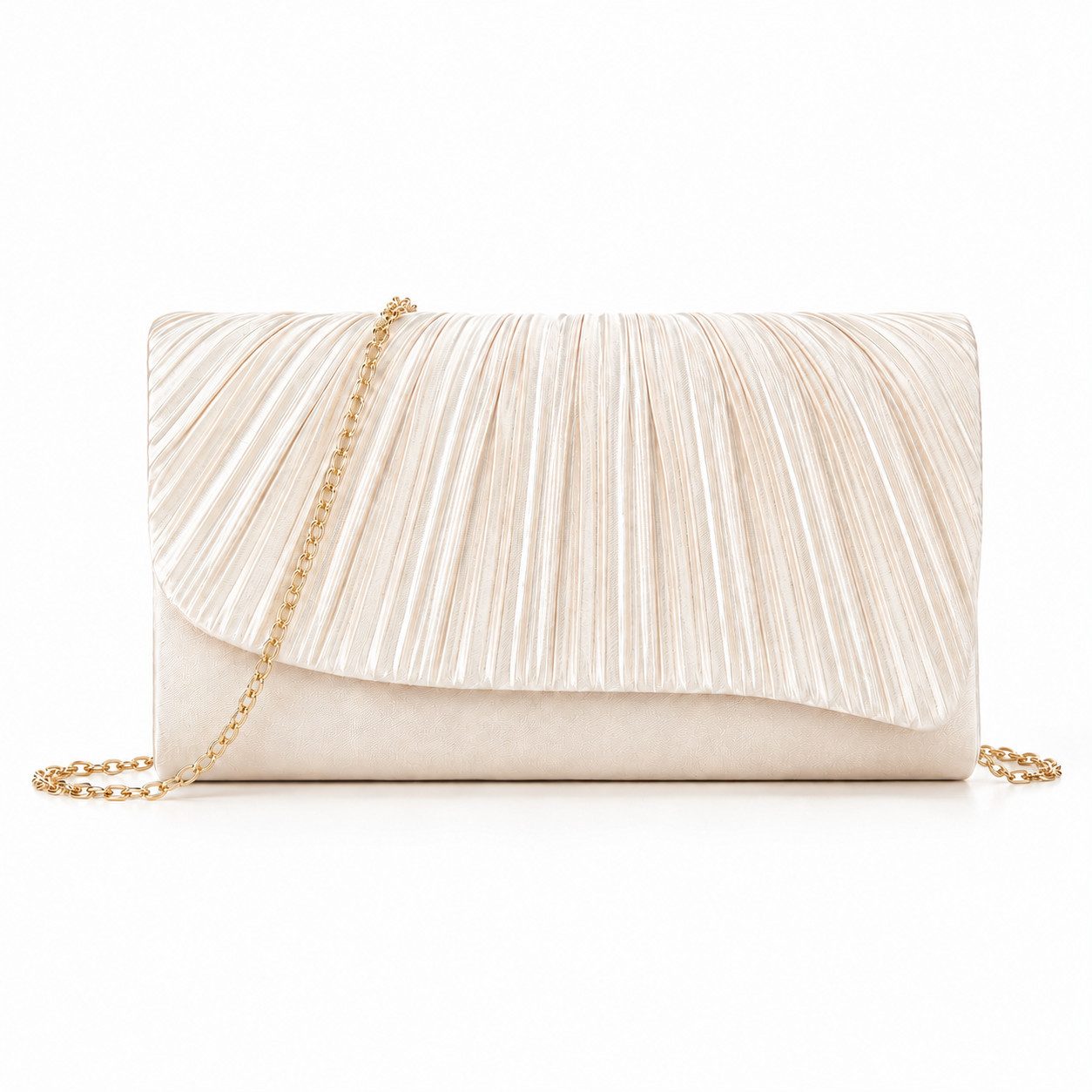 nsihing Abendtasche Damen Clutch, Elegante Abendtasche mit Abnehmbarer Kette, Plissee Design für Hochzeit, Ball & Cocktail Veranstaltungen