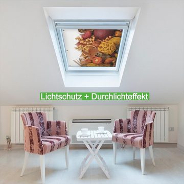 Sonnenschutz Herbststimmung - Trockenfrüchte, Nüsse und Samen - Herbstdeko, Wallario, blickdicht, mit Saugnäpfen, wiederablösbar und wiederverwendbar