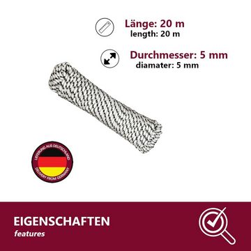 HOOZ Allzweckseil 20m Länge aus Polypropylen - Ø5mm Seil (Packung, 1-tlg), 20 m