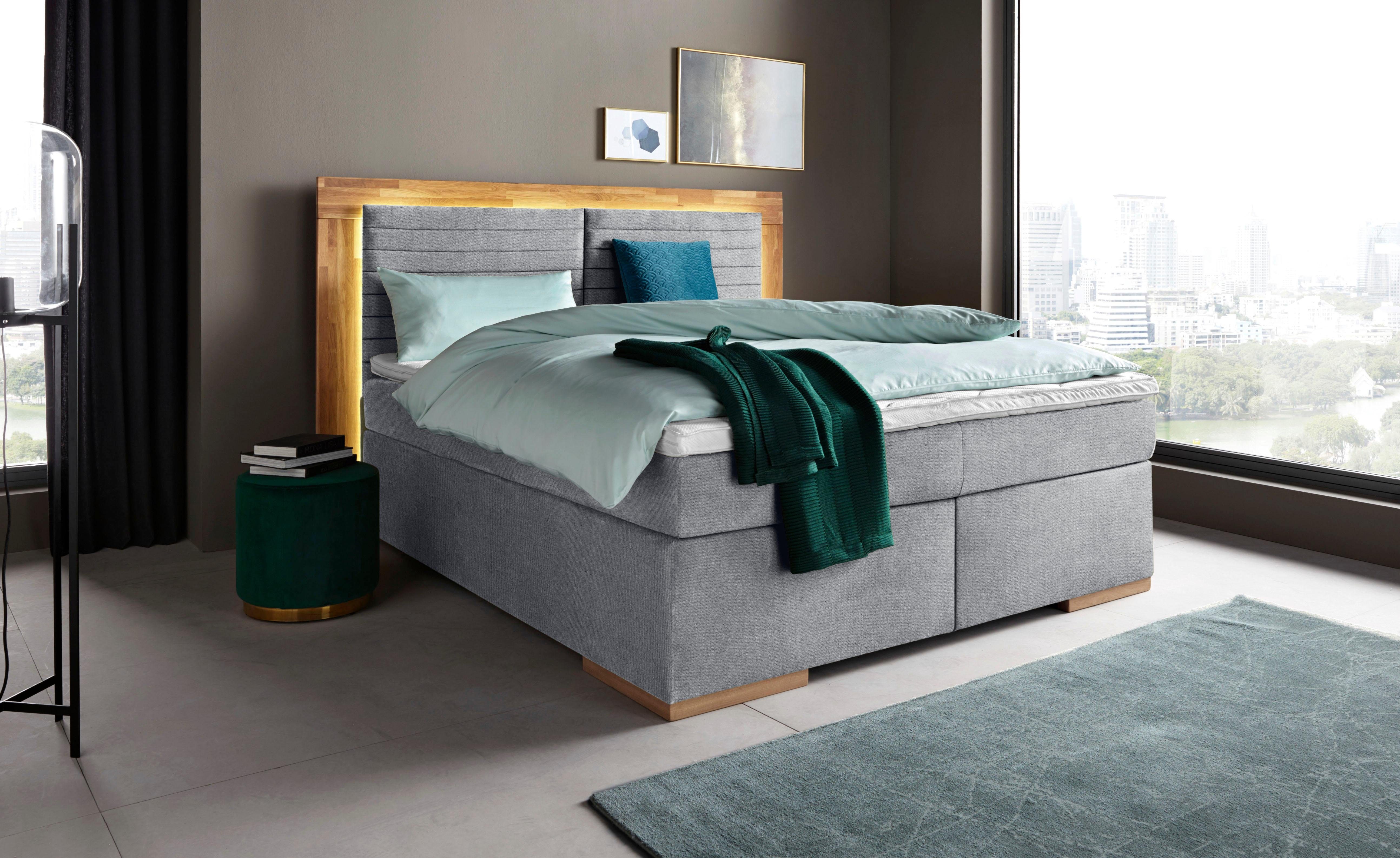 Places of Style Boxspringbett "Cup", mit LED-Beleuchtung, Massivholzrahmen günstig online kaufen