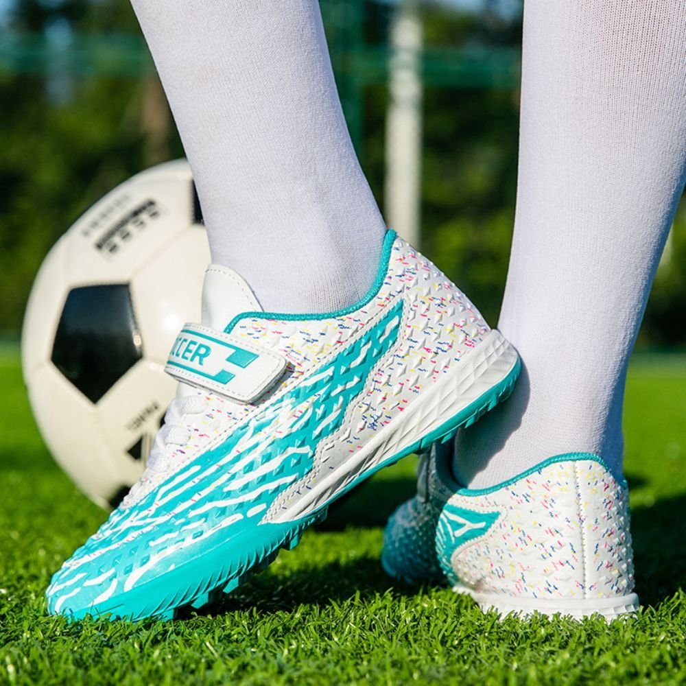 HUSKSWARE Outdoor-Schuhe Kinder für weiss Klettverschluss) mit blau Fußballschuh (Turnschuhe