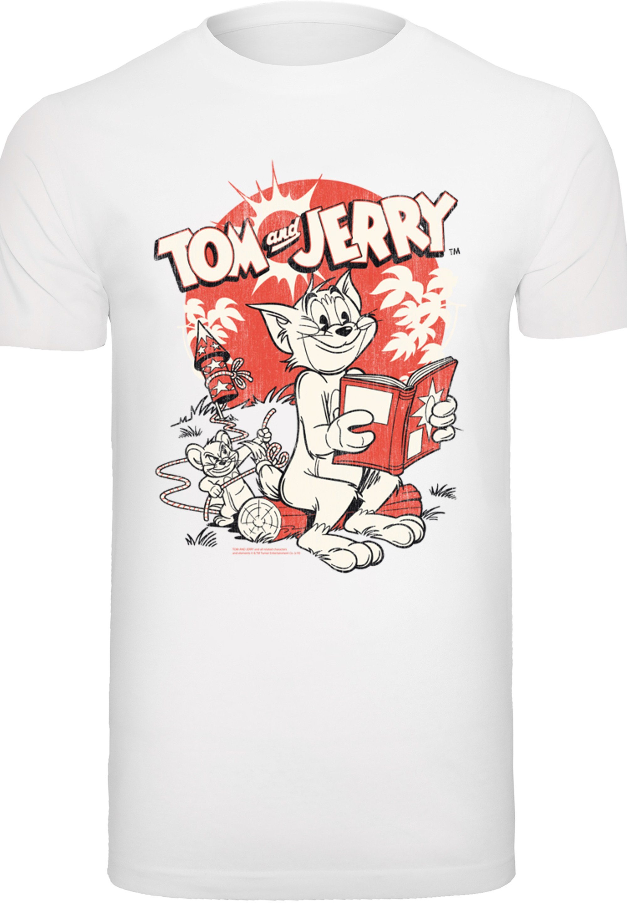 F4NT4STIC T-Shirt Tom Rocket Prank weiß Herren,Premium Jerry und Merch,Regular-Fit,Basic,Bedruckt