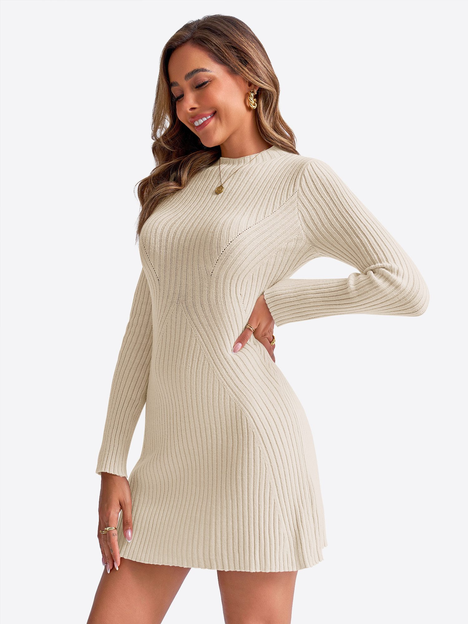 Imily Bela Strickkleid Damen Schmal geschnittenes Minikleid (Packung, 1-tlg günstig online kaufen