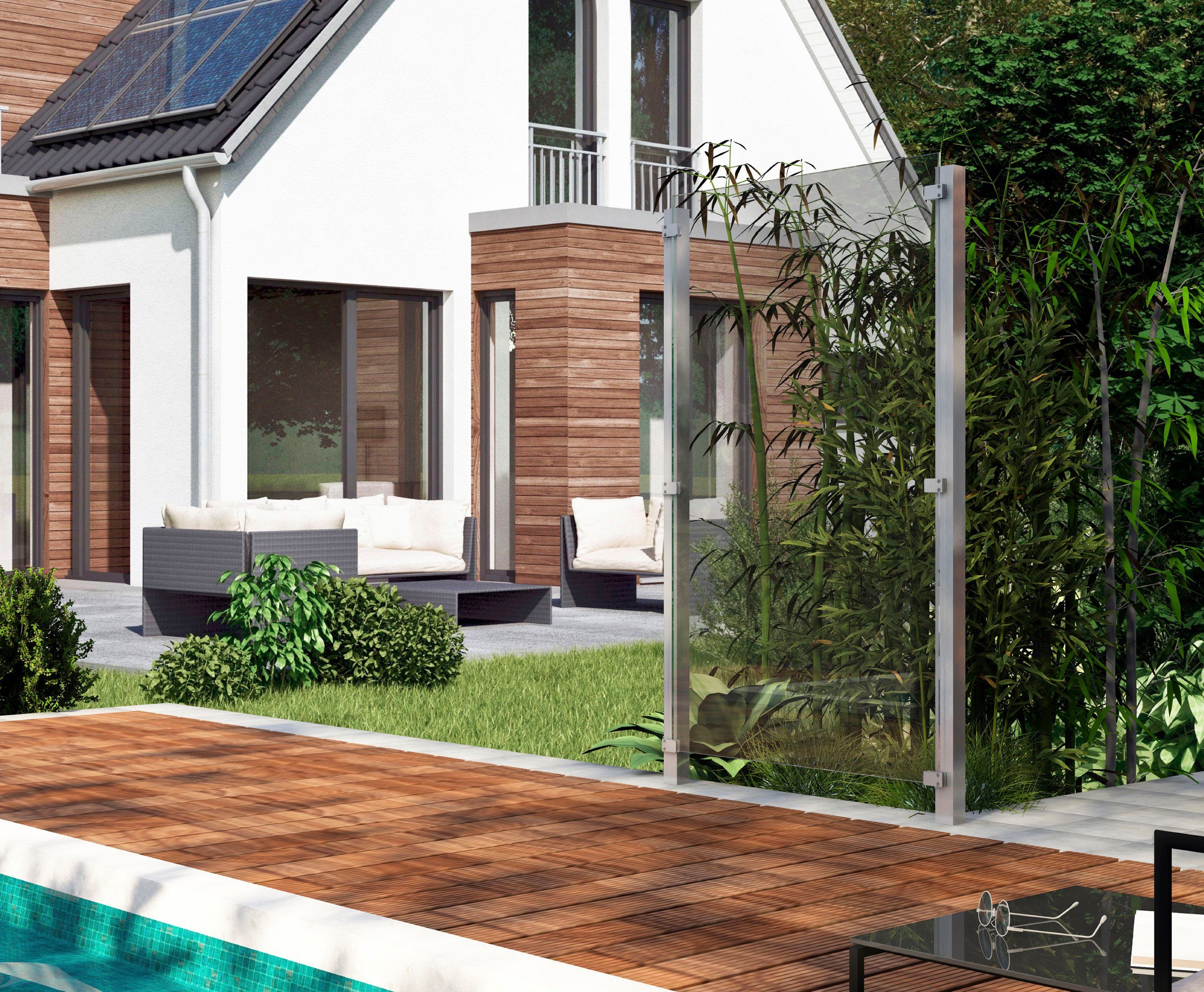 STAKET PRO Zaun, (Set), Glaszaun, Gesamtlänge: 1,115 m, 2 Pfosten