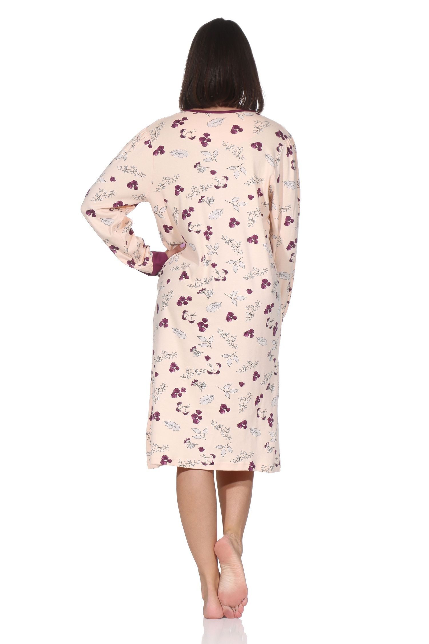 Normann Nachthemd Damen langarm Nachthemd im klassischen fraulichen Design – Bild 5 von 5