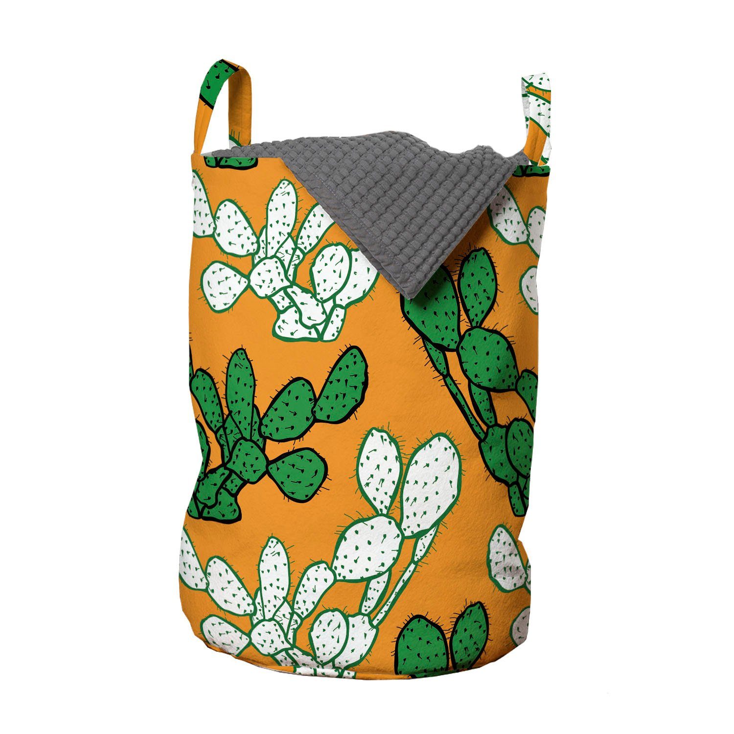 Abakuhaus Wäschesäckchen Wäschekorb mit Griffen Kordelzugverschluss für Waschsalons, Saftig Kaktus-Anlage Silhouetten