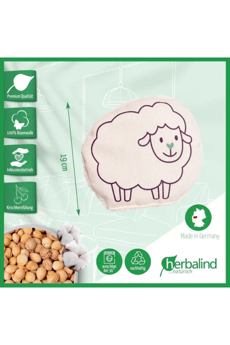 herbalind Duftkissen Kinder Kirschkernkissen - SCHÄFCHEN - weiß/hellgrau