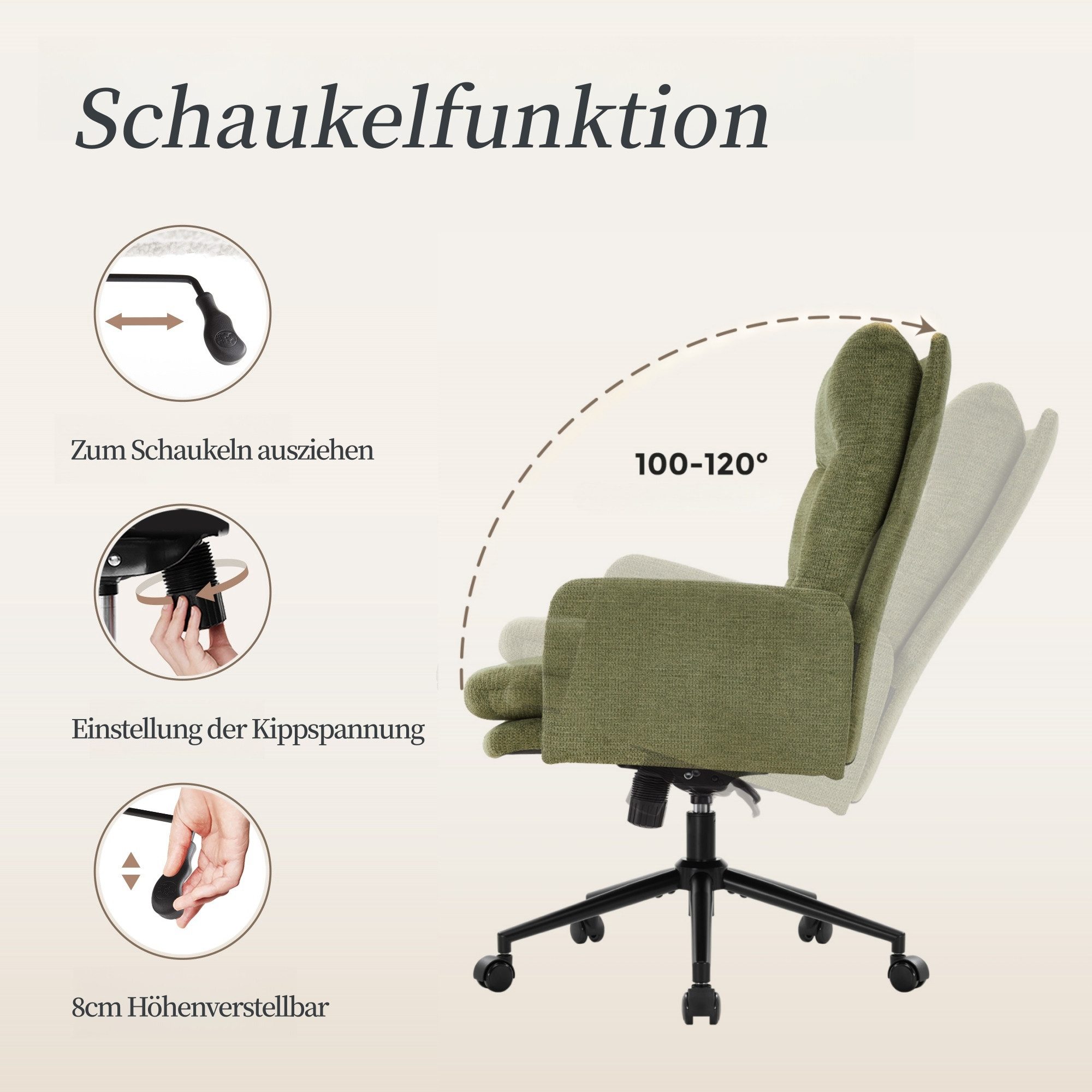IWMH Bürostuhl Ergonomisch Schreibtischstuhl, Höhenverstellbar Drehstuhl günstig online kaufen