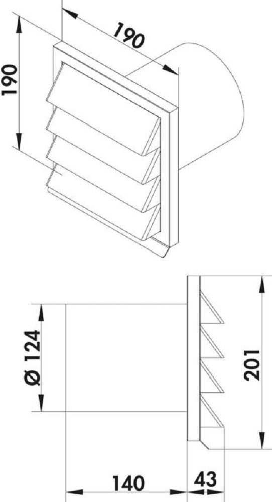 Naber Montagezubehör Dunstabzugshaube 4022011 Außenjalousie COMPAIR flow 125 E-Jal