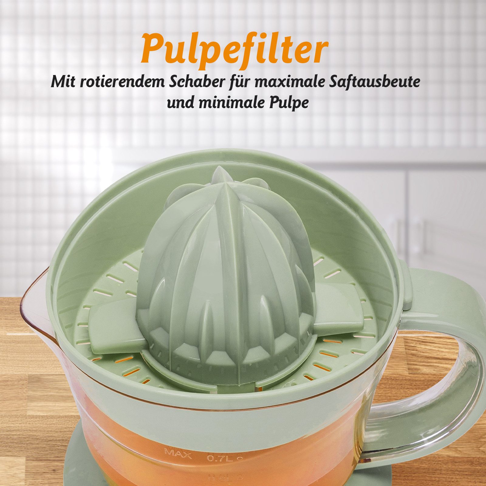 Aigostar Entsafter Saftpresse Elektrisch 2 Kegel, Orangenpresse, Zitruspresse, 40,00 W, Hohe Saftausbeute, Tropfsicherer Auslauf, 100% reiner Saft, BPA-frei – Bild 4 von 5