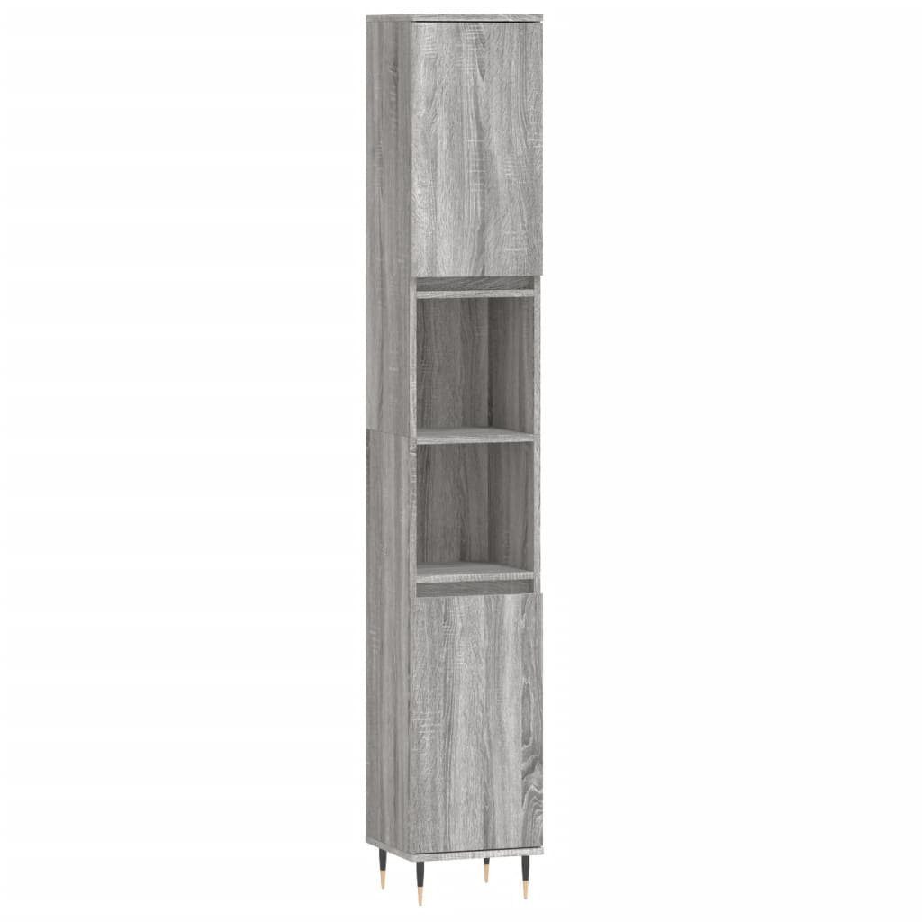 Badschrank Badezimmerspiegelschrank (1-St) Sonoma Grau 30x30x190 Holzwerkstoff vidaXL cm