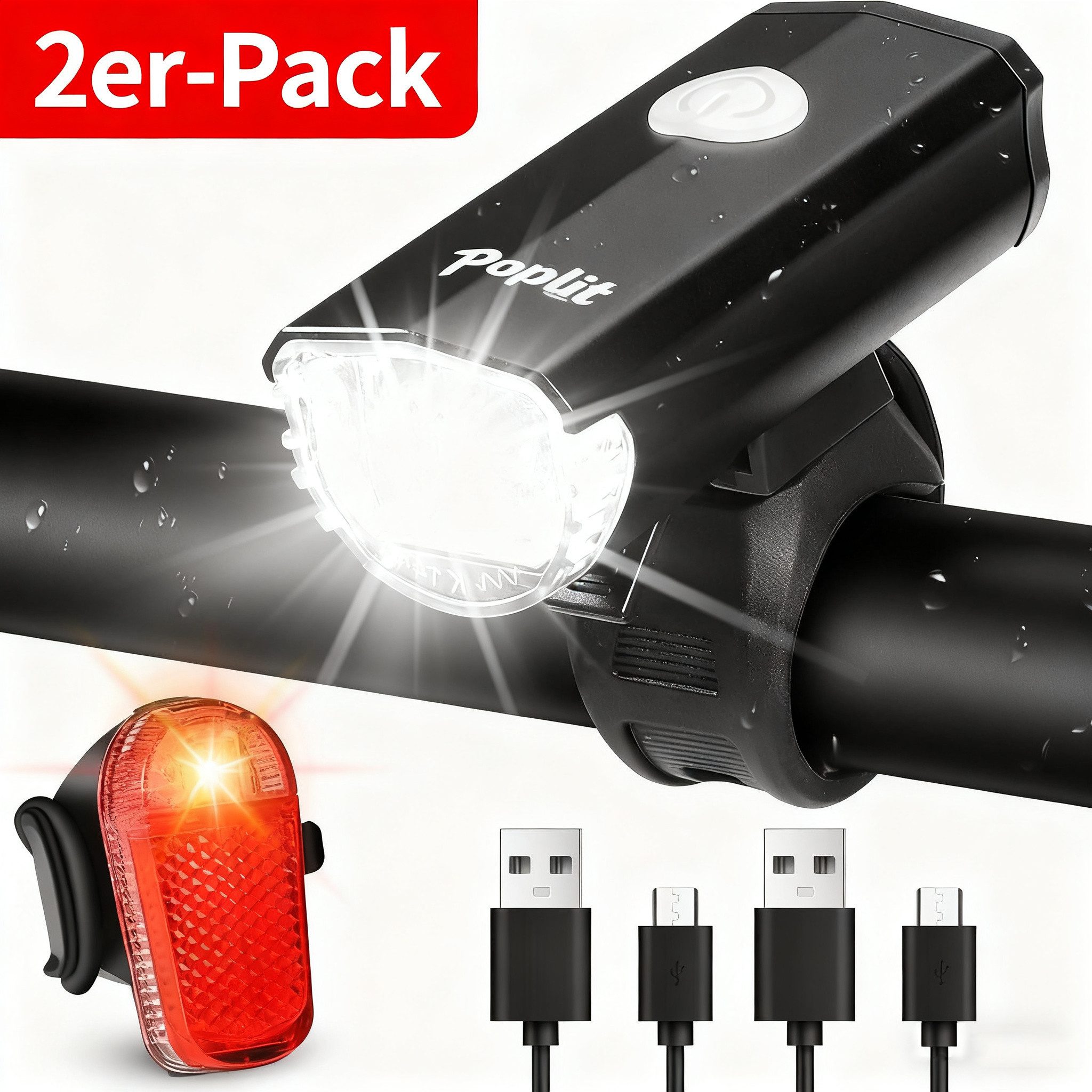 Fahrradbeleuchtung Fahrradlicht Set LED StVZO-30/15 LUX Fahrradbeleuchtung Set