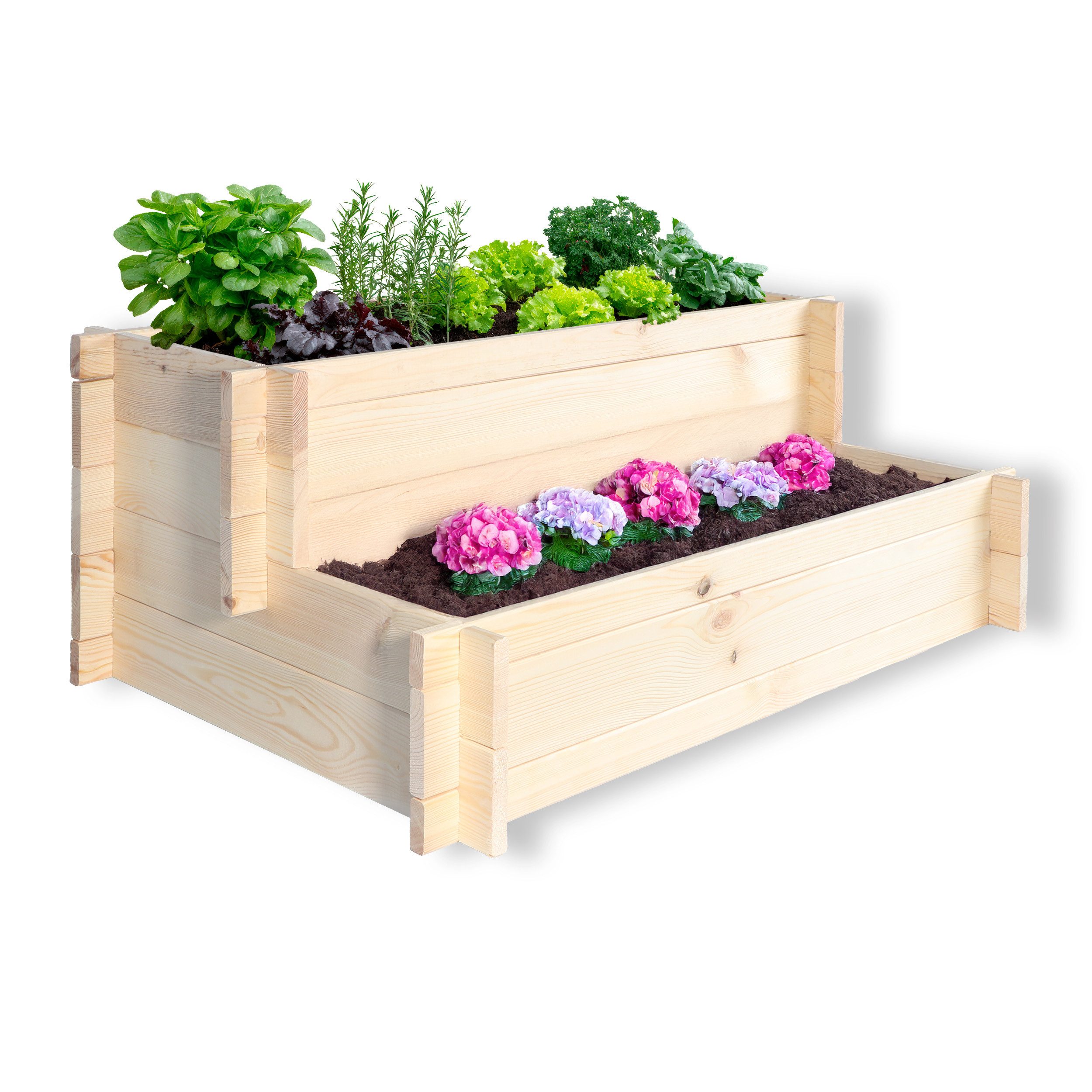Gartenwelt Riegelsberger Kräuterbeet Stufenbeet aus Kiefer natur Kräuterbeet für Garten