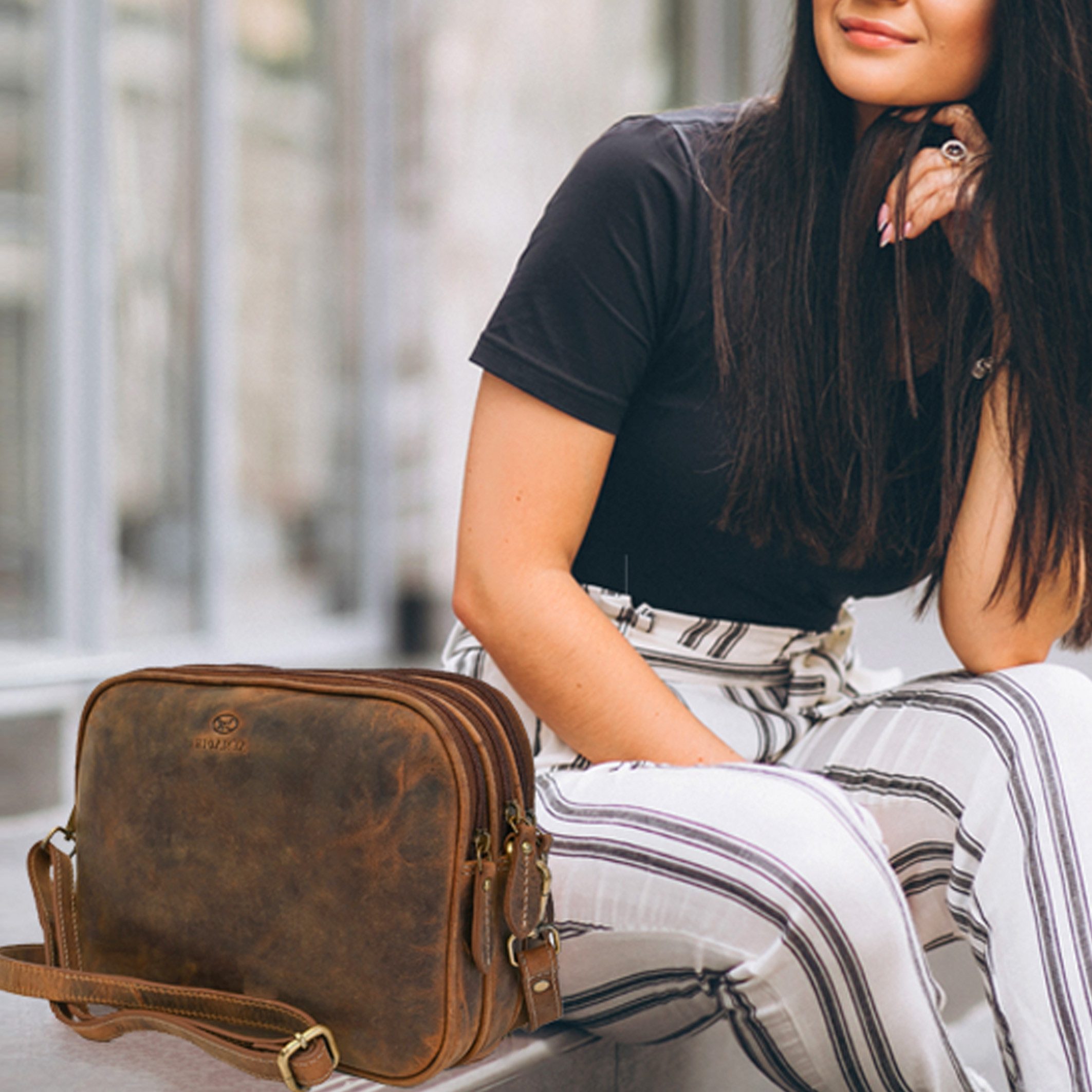 ALMADIH Schultertasche Leder Damentasche GEMMA Umhängetasche Ledertasche günstig online kaufen