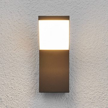Lucande LED Außen-Wandleuchte Timm, LED-Leuchtmittel fest verbaut, warmweiß, Modern, Aluminium, Kunststoff, grafitgrau, weiß, 1 flammig, inkl.