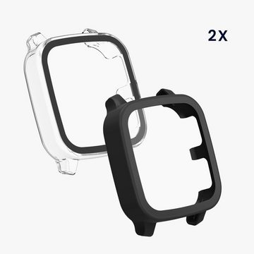 kwmobile Smartwatch-Hülle 2x Hülle für Garmin Venu Sq 2 Music / Sq 2, Fullbody Fitnesstracker Glas Cover Case Schutzhülle Set