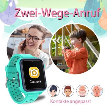 retysaz Smartwatch (1.44 Zoll, Android, iOS), mit Multifunktionale Kinderuhr SOS-Anruf,Taschenlampe, 3-Wecker,Spiele