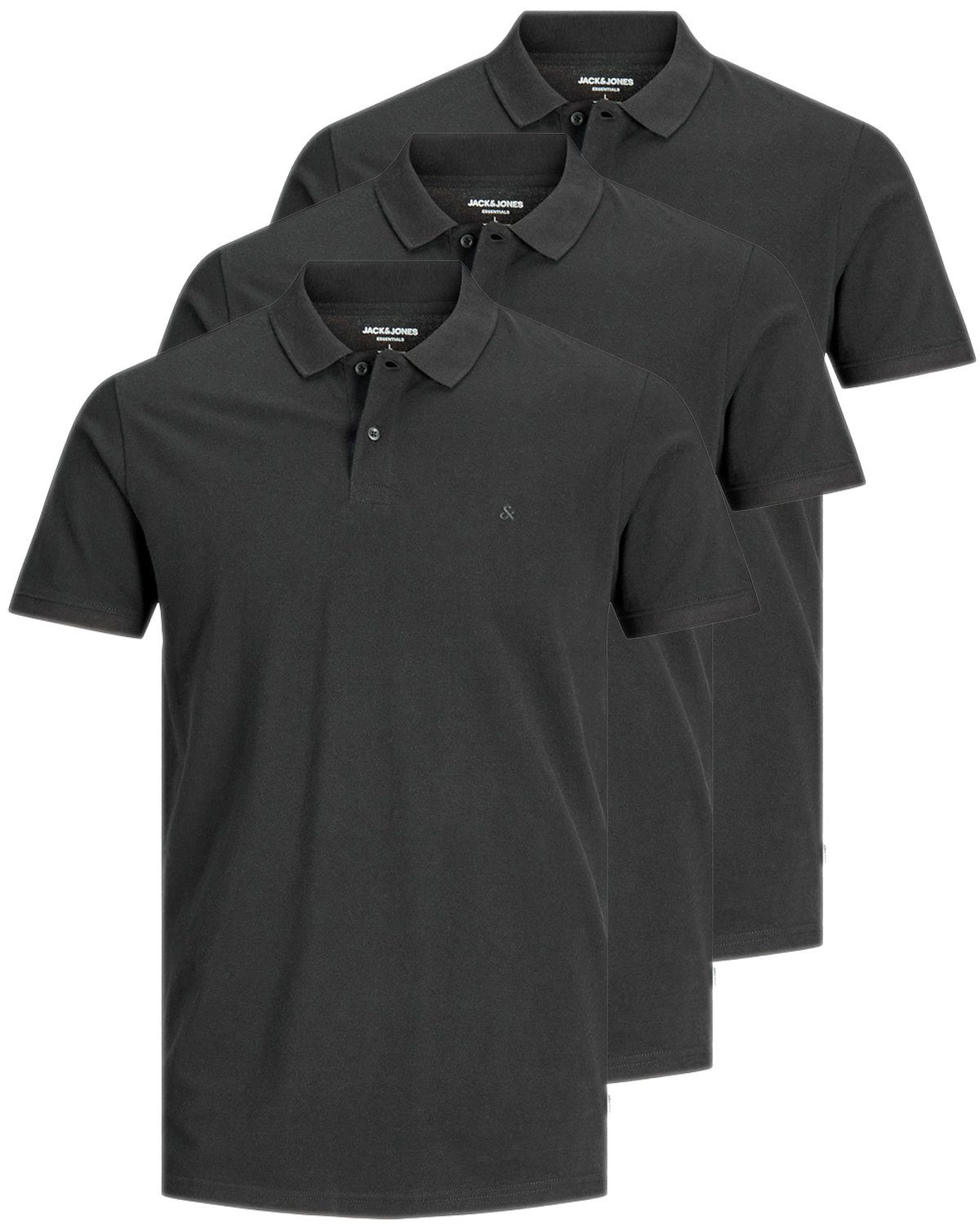 Jack & Jones Poloshirt (3er-Pack) in Unifarbe Black