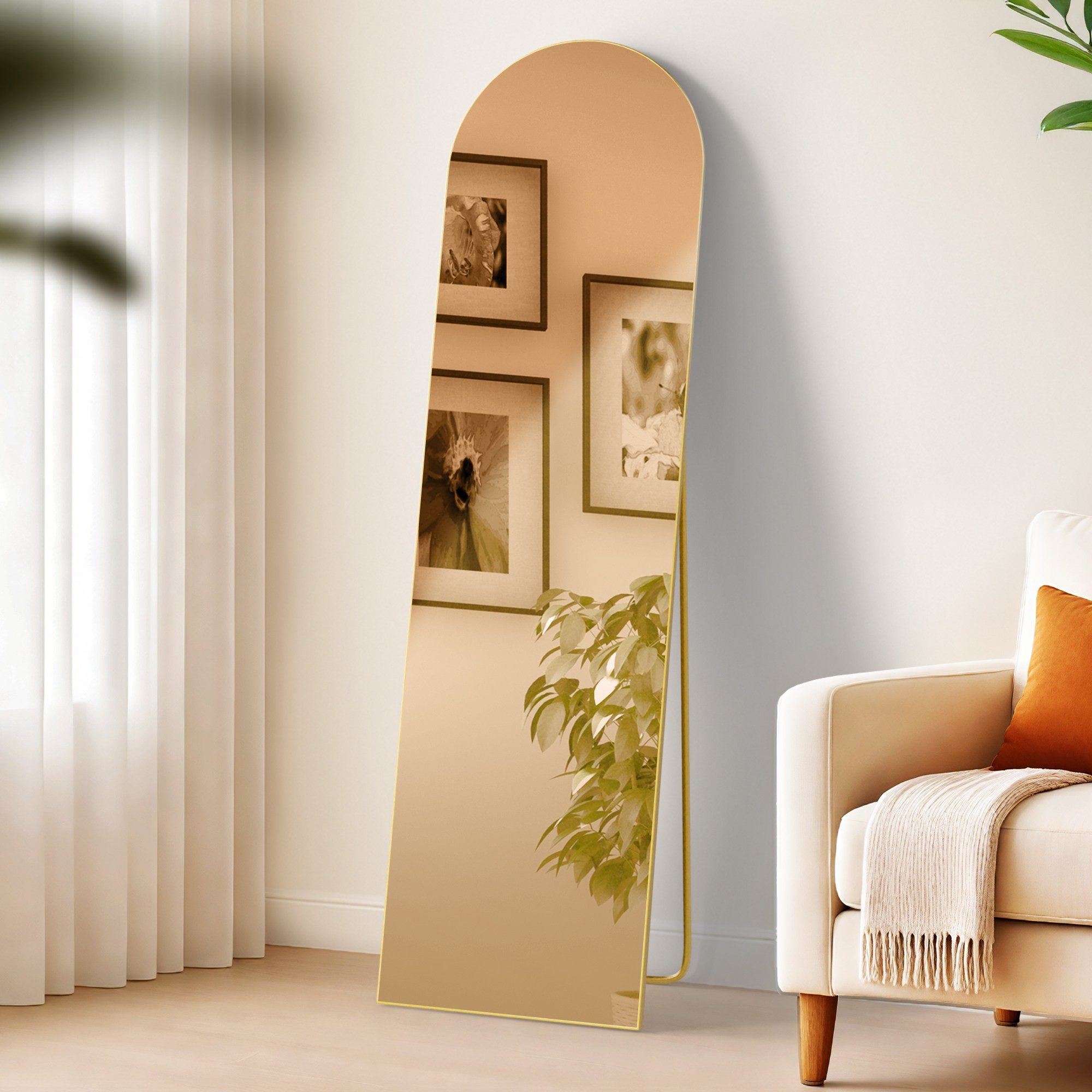 furnicato Standspiegel Spiegel Moline 140x40 cm Gold Glanz (1-St)