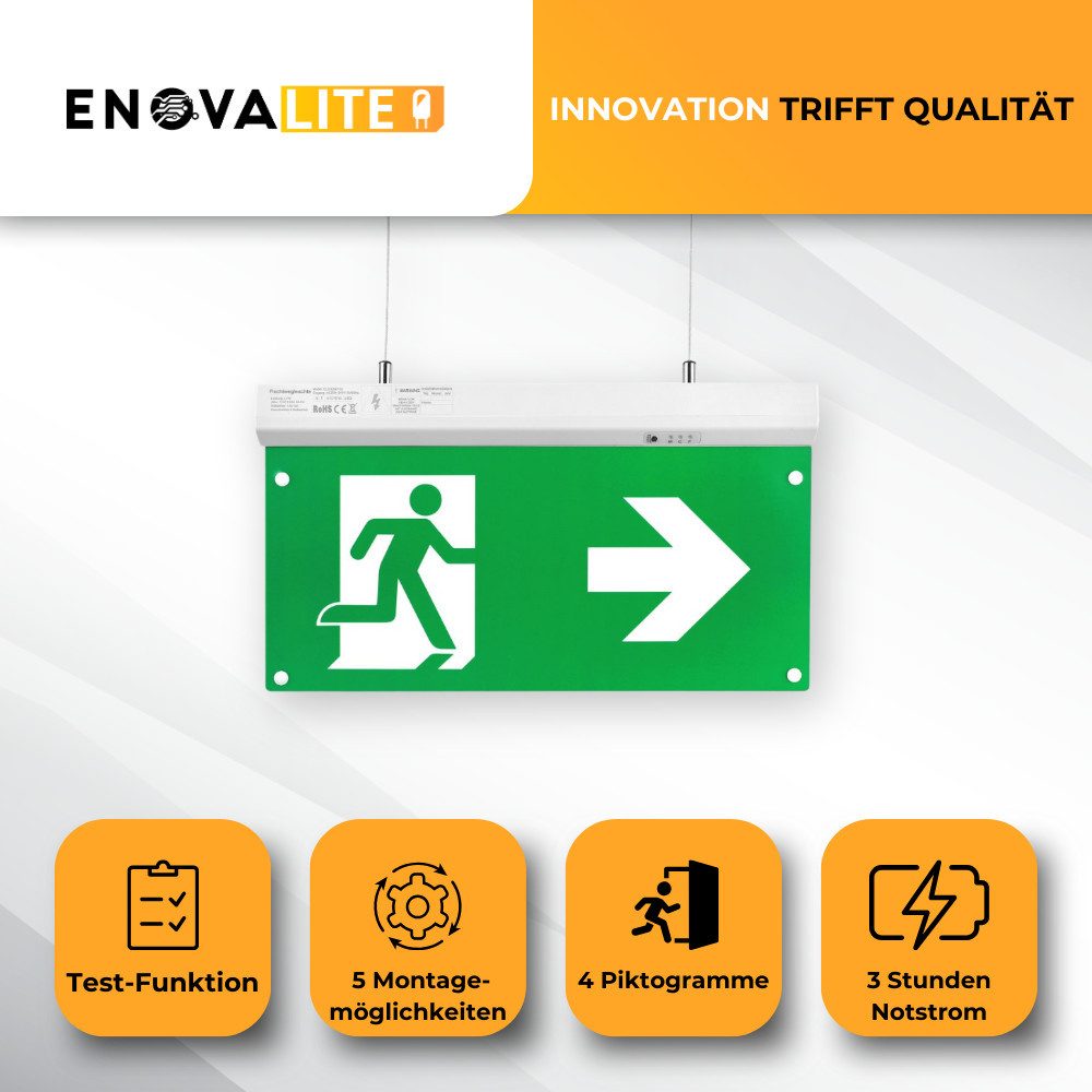 ENOVALITE LED Arbeitsleuchte ENOVALITE Fluchtwegleuchte 3 W 6000 K kaltweiß, LED fest integriert, Tageslichtweiß, Fluchtwegleuchte
