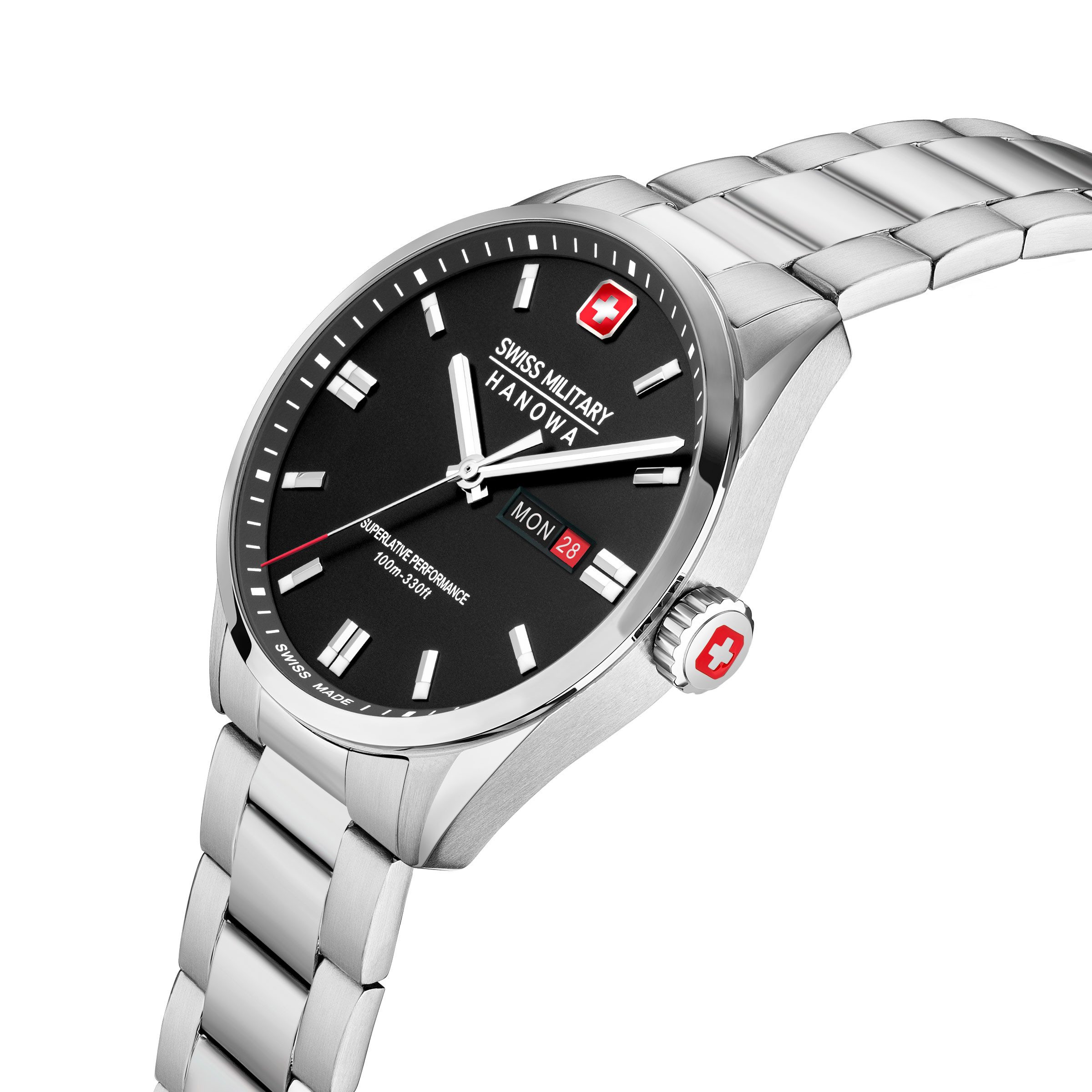 Swiss Military Hanowa Quarzuhr Roadrunner Maxed SMWGH0001601, Armbanduhr, Herrenuhr, Swiss Made, Edelstahlarmband, analog