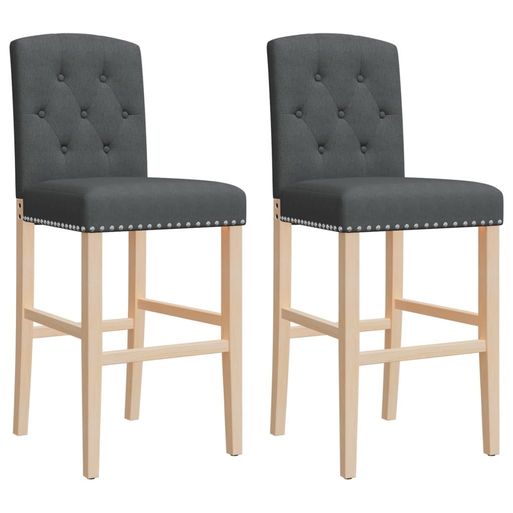 Barhocker Barstühle 2 Stk. Massivholz Gummibaum und Stoff