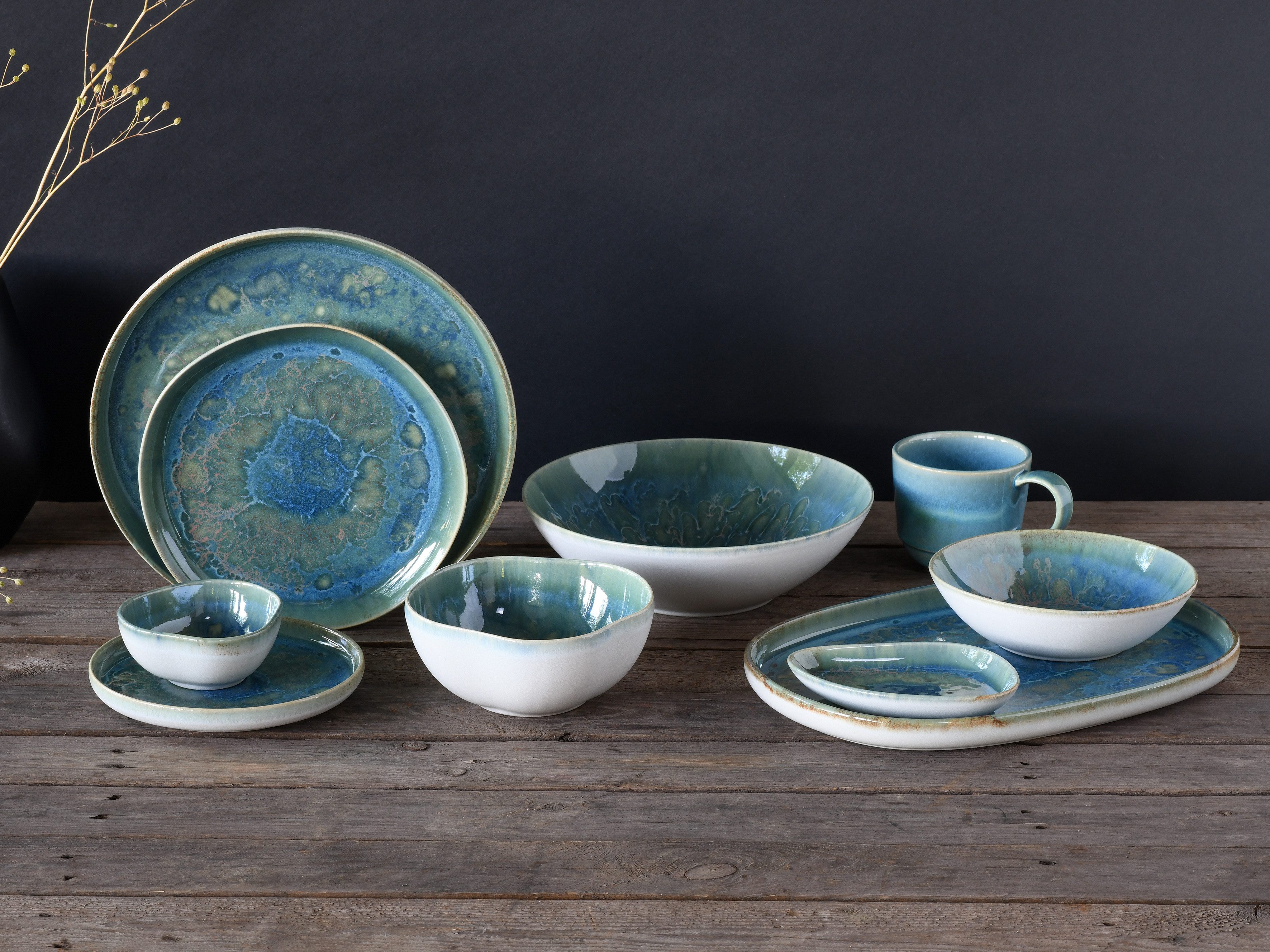 CreaTable Schüssel Yuki, Steinzeug, (Set, 2-tlg), Reaktiv-Digitaldruck, jedes Stück ein Unikat, Ø 24 cm