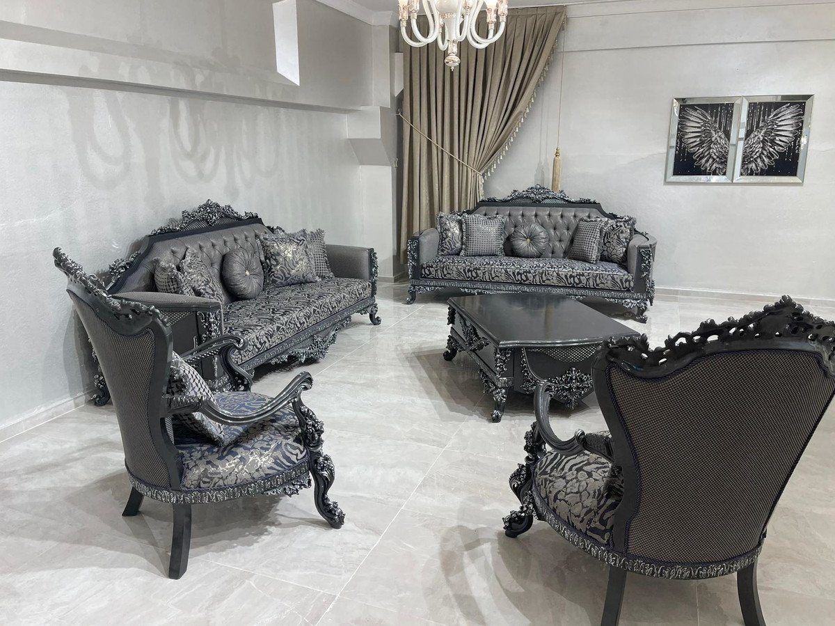 - Couchtisch Barock Silber Wohnzimmertisch Casa Couchtisch Möbel Luxus Möbel Casa - - Barockstil Padrino - im Barock Grau Prunkvoller Barockstil im - Barockstil Luxus Wohnzimmer Möbel Padrino Barock Einrichtung /