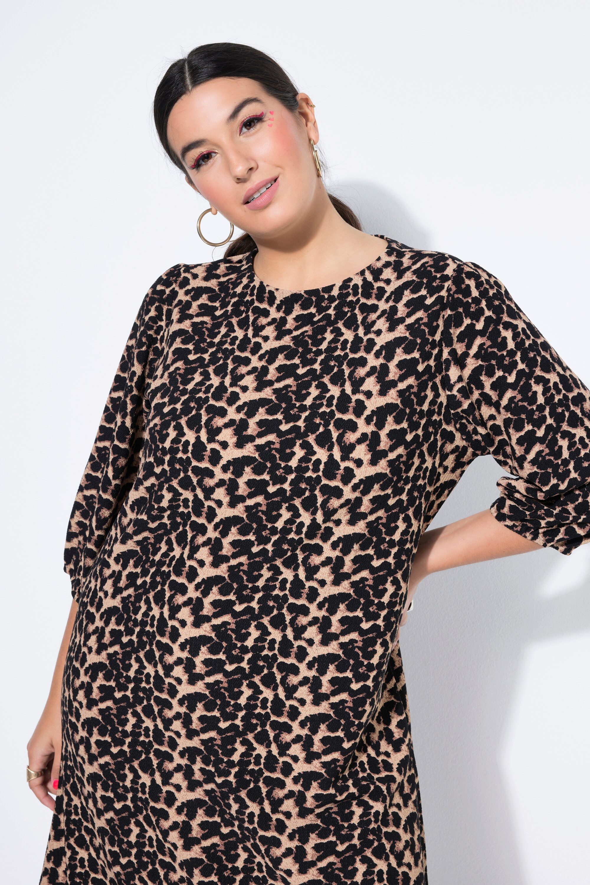 Studio Untold Jerseykleid Kleid A-Linie Leo 3/4-Ballonärmel