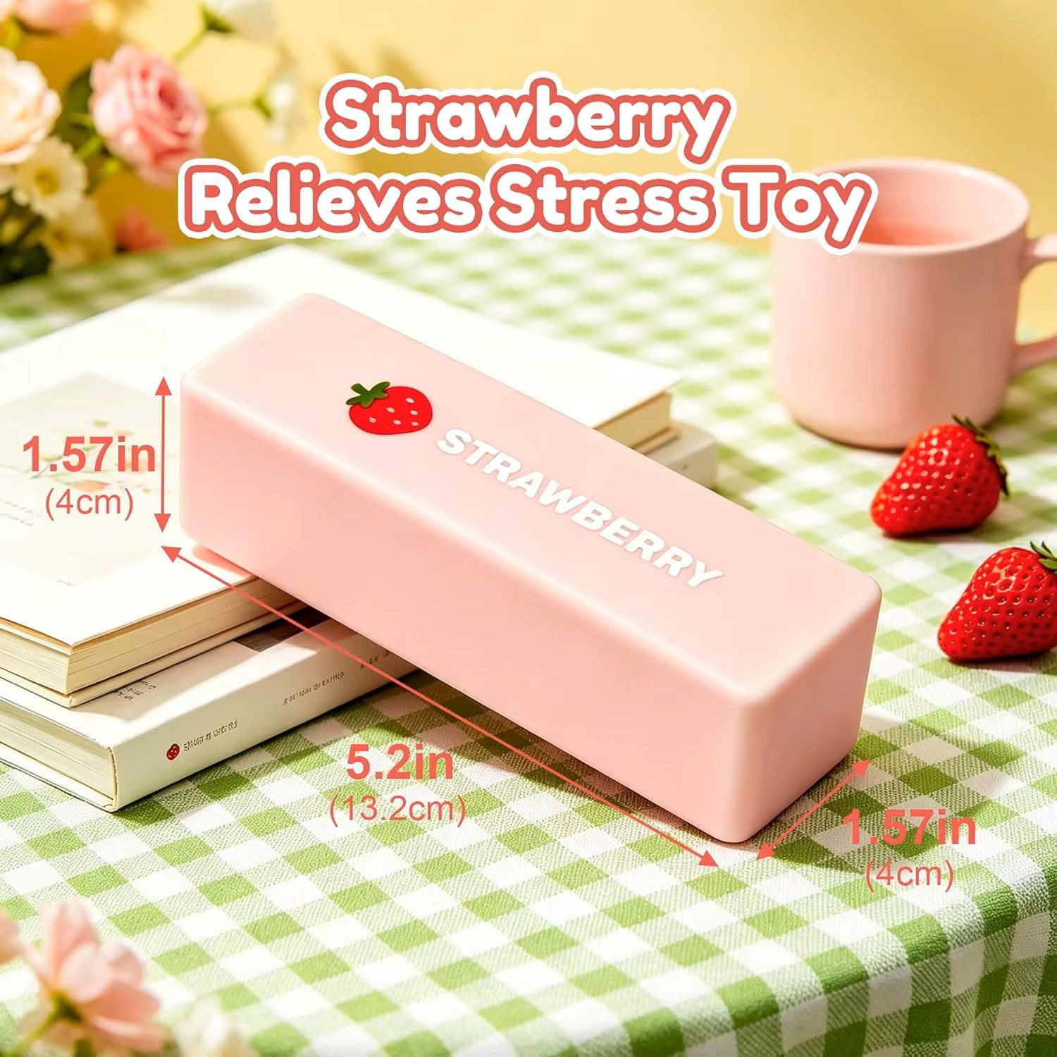 OLi Therapieknete Squishy Butter – Weiche dehnbare Knetmasse Erdberg Design (weicher Slow Rising Squishy im lustigen Butter-Design, 5-tlg., L-13,3cm / B-3,5cm), Anti-Stress, Spielspaß für Kinder & Erwachsene