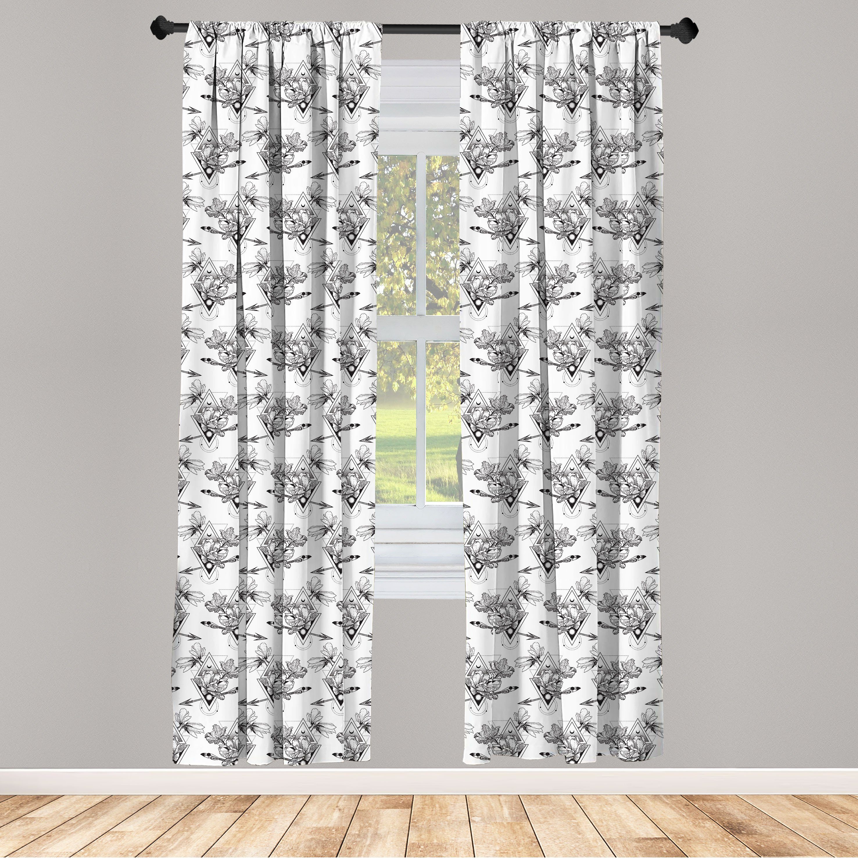 Gardine Vorhang für Wohnzimmer Schlafzimmer Dekor, Abakuhaus, Microfaser, Alchimie floral Mystic