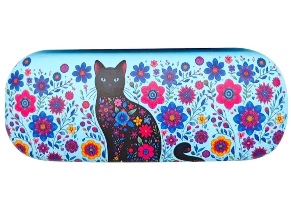 LK Trend & Style Brillenetui mit Pop-Art Katzenmotiv, zauberhaftes Motiv, das Etui ist leicht und widerstandsfähig