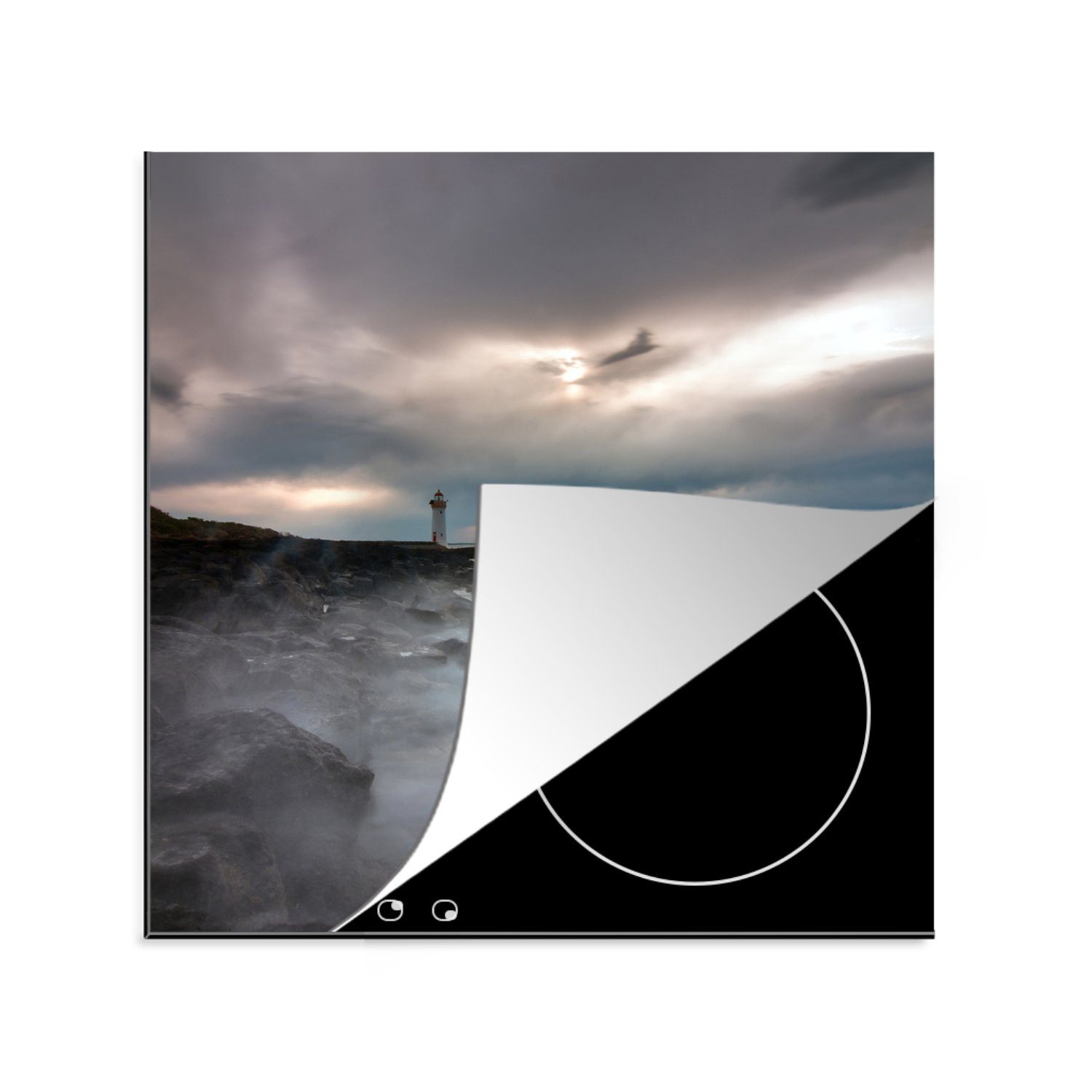 MuchoWow Herdblende-/Abdeckplatte Australien - Leuchtturm - Strand, Vinyl, (1 tlg), 78x78 cm, Ceranfeldabdeckung, Arbeitsplatte für küche
