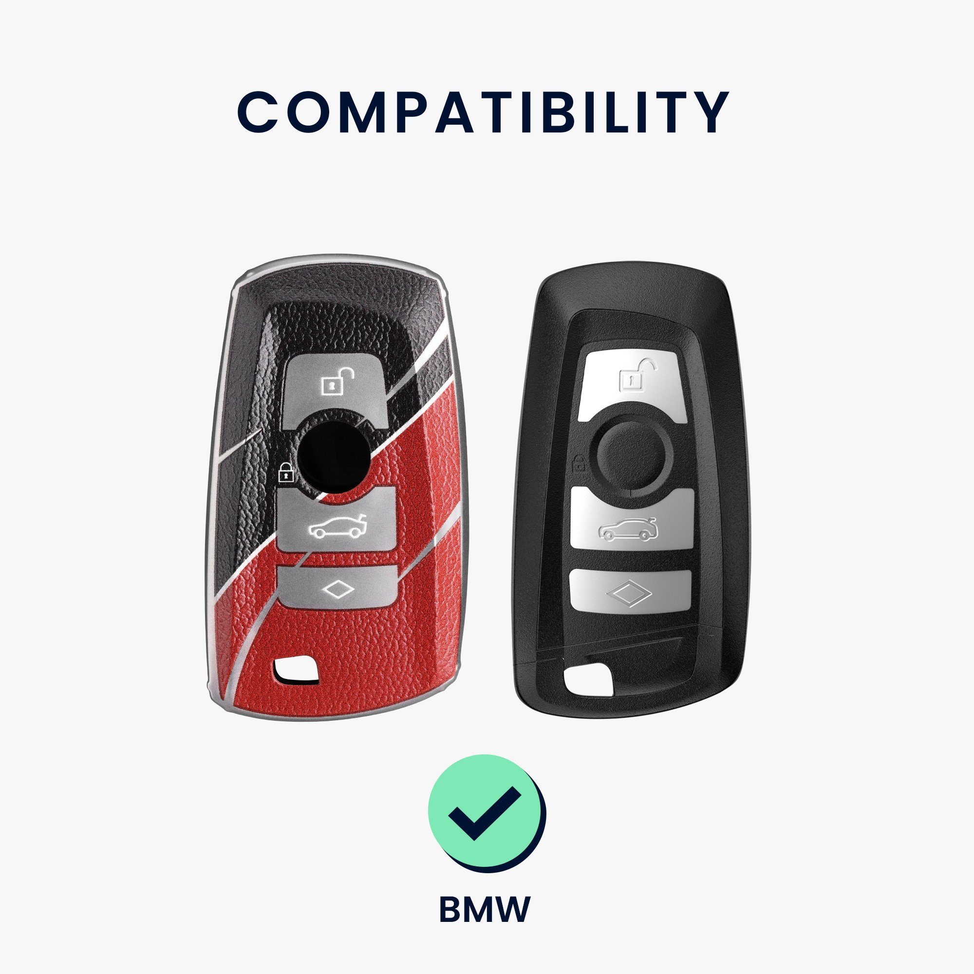 Grau Schlüsselhülle BMW Schutzhülle für Autoschlüssel Hülle TPU kwmobile Schlüsseltasche Cover für BMW,