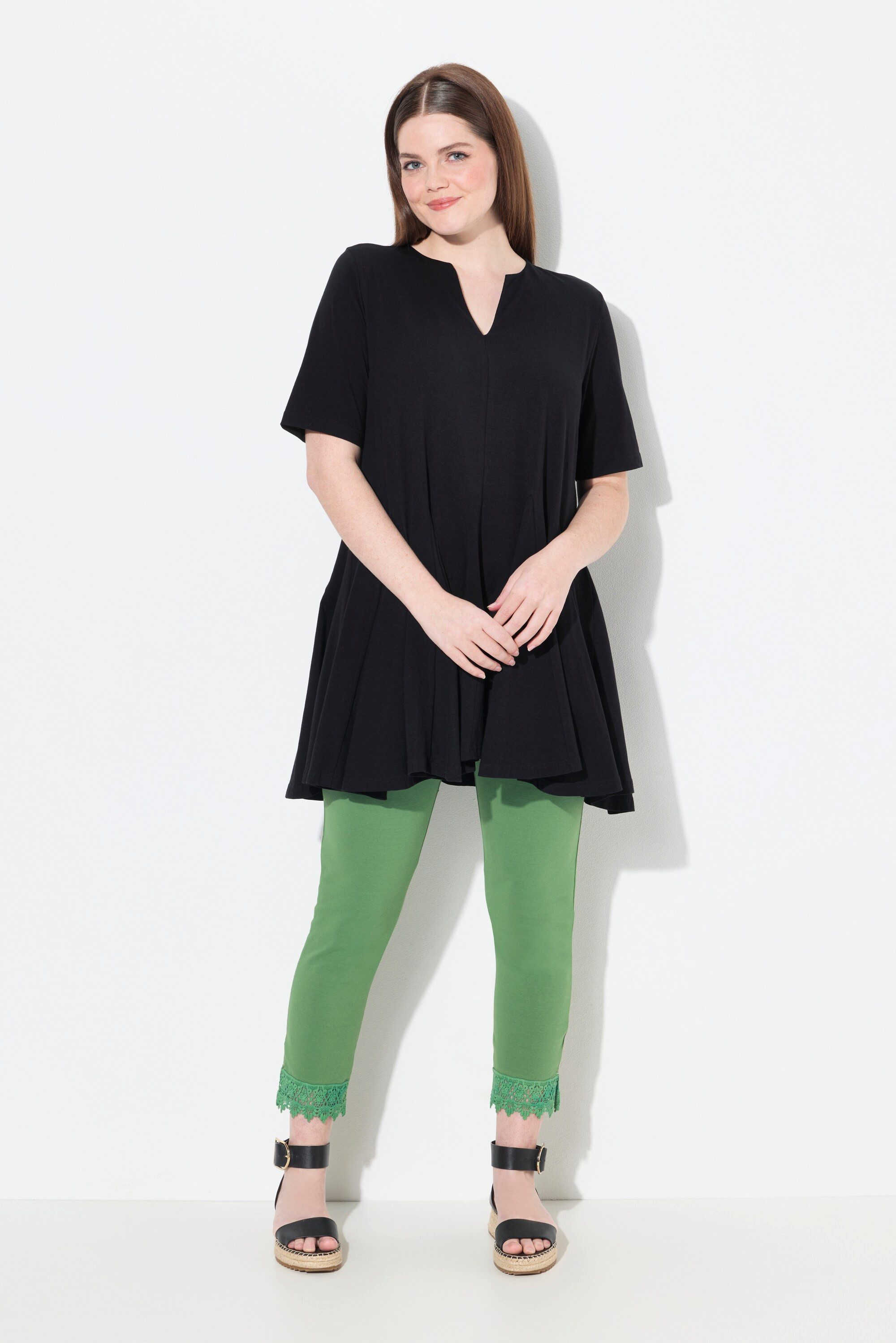 Ulla Popken T-Shirt T-Shirt A-Linie Tunika-Ausschnitt günstig online kaufen