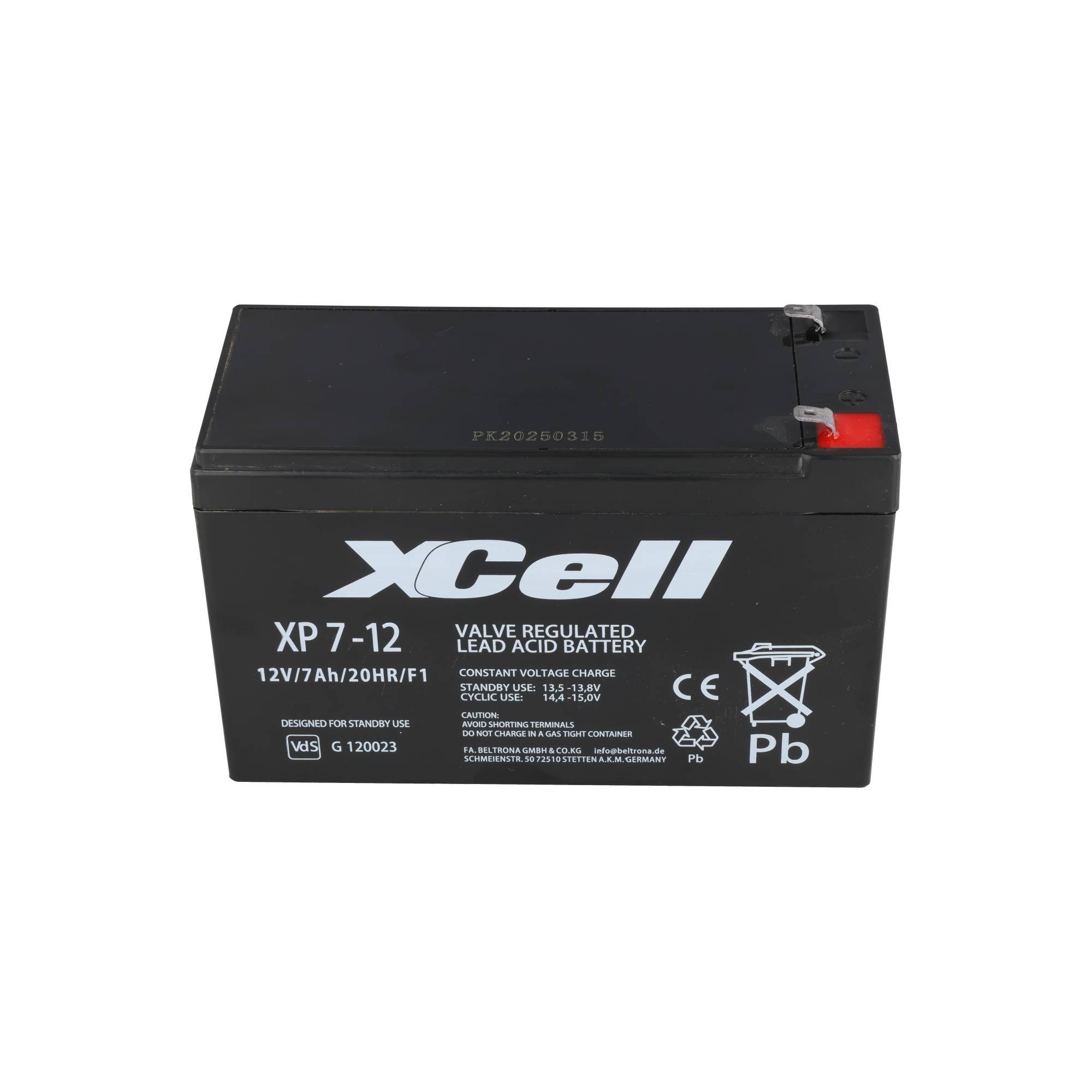 XCell XCell PB Blei-Akku XP7-12 - F2 VdS AGM, Standard, Faston 4,8mm, XCELL