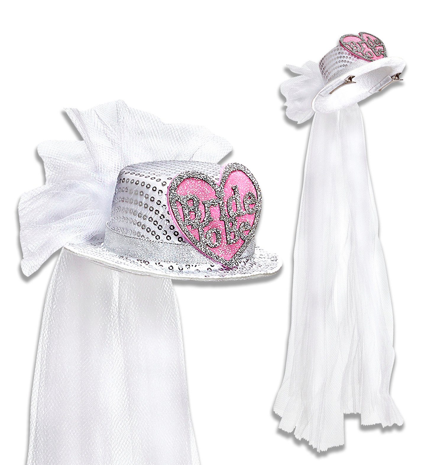 Widmann S.r.l. Kostüm Junggesellenabschied Mini Hut mit Brautschleier
