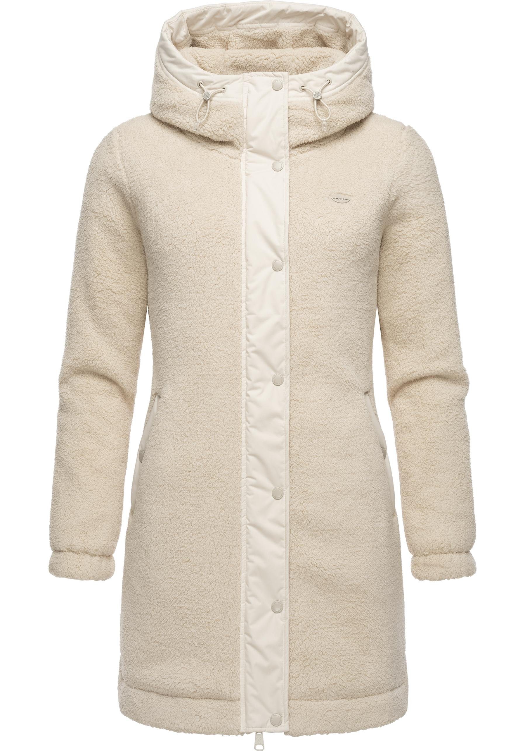 Ragwear Outdoorjacke Cousy flauschige Übergangsjacke mit Teddyfell und Kapuze beige